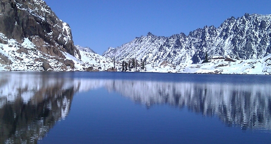 Lake Ingalls near Mount Stuart, Washington in mid October after first snow fall, by Ralph Teller